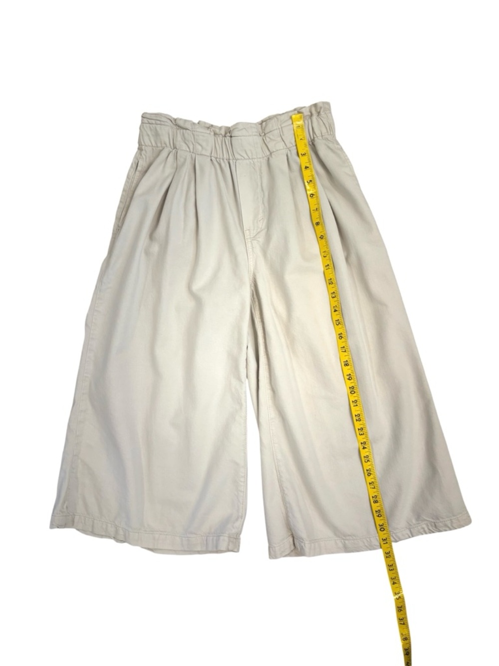 Anthropologie Pilcro Cream High-Rise Cropped Paperbag Jeans Pants Sz S Petite - Picture 6 of 10
